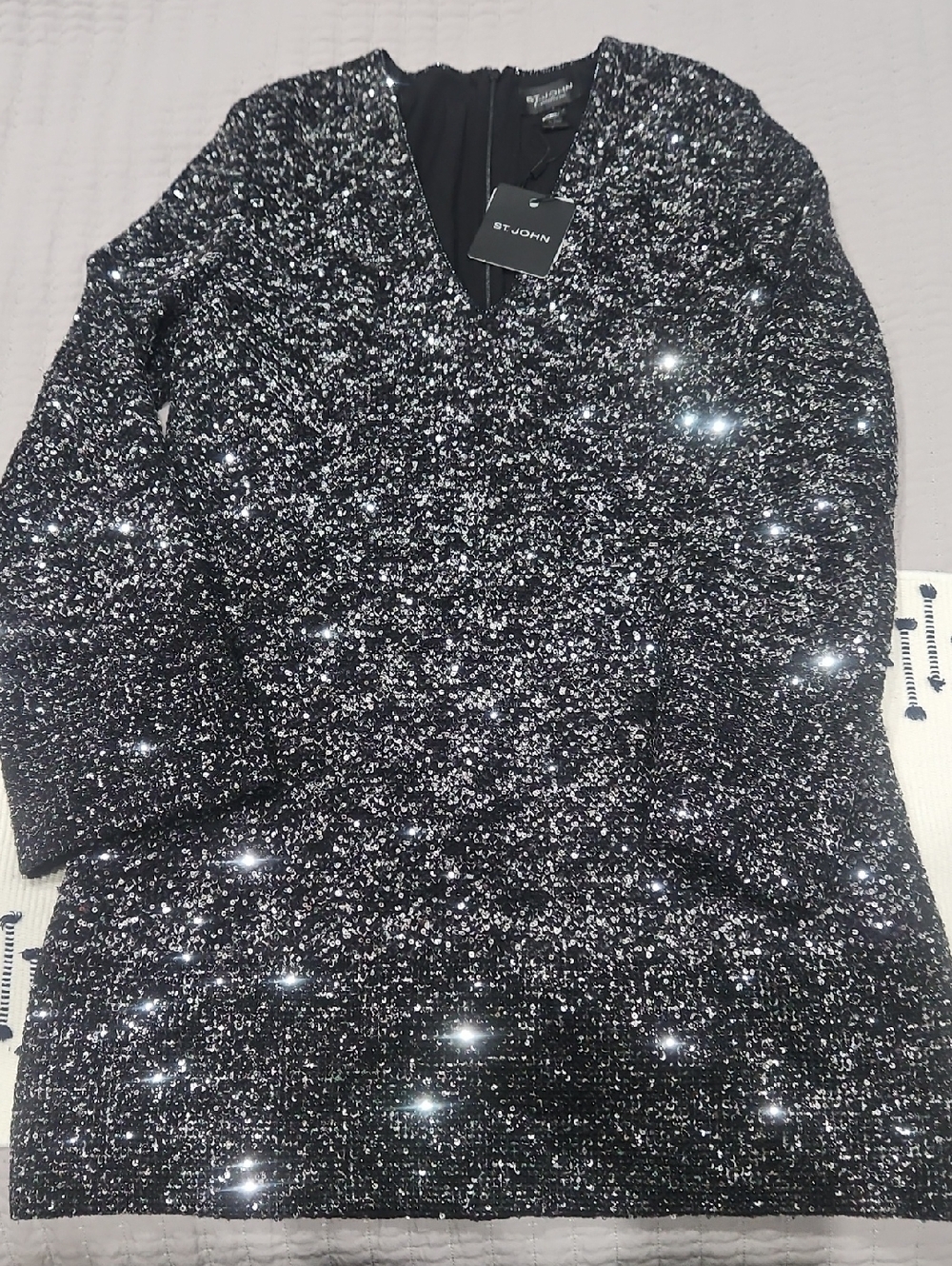 St. John Black Sparkle V-Neck Blazer